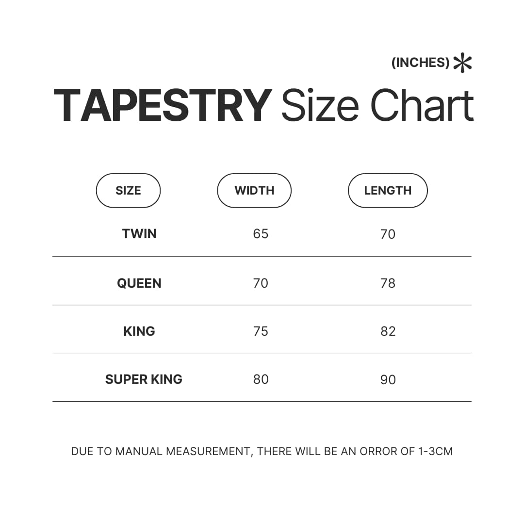 Tapestry Size Chart - Blue Exorcist Merch