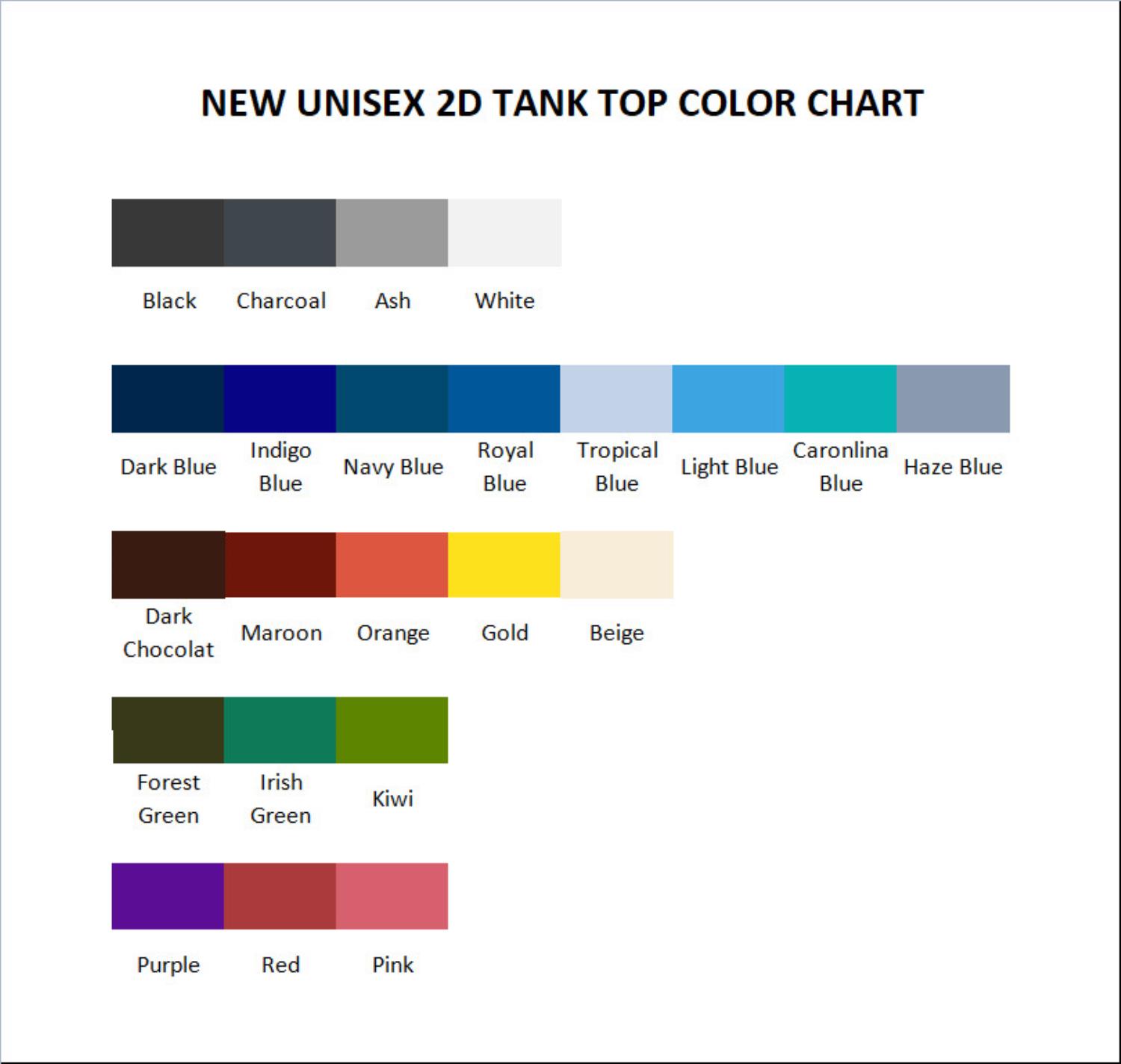 tank top color chart - Blue Exorcist Merch