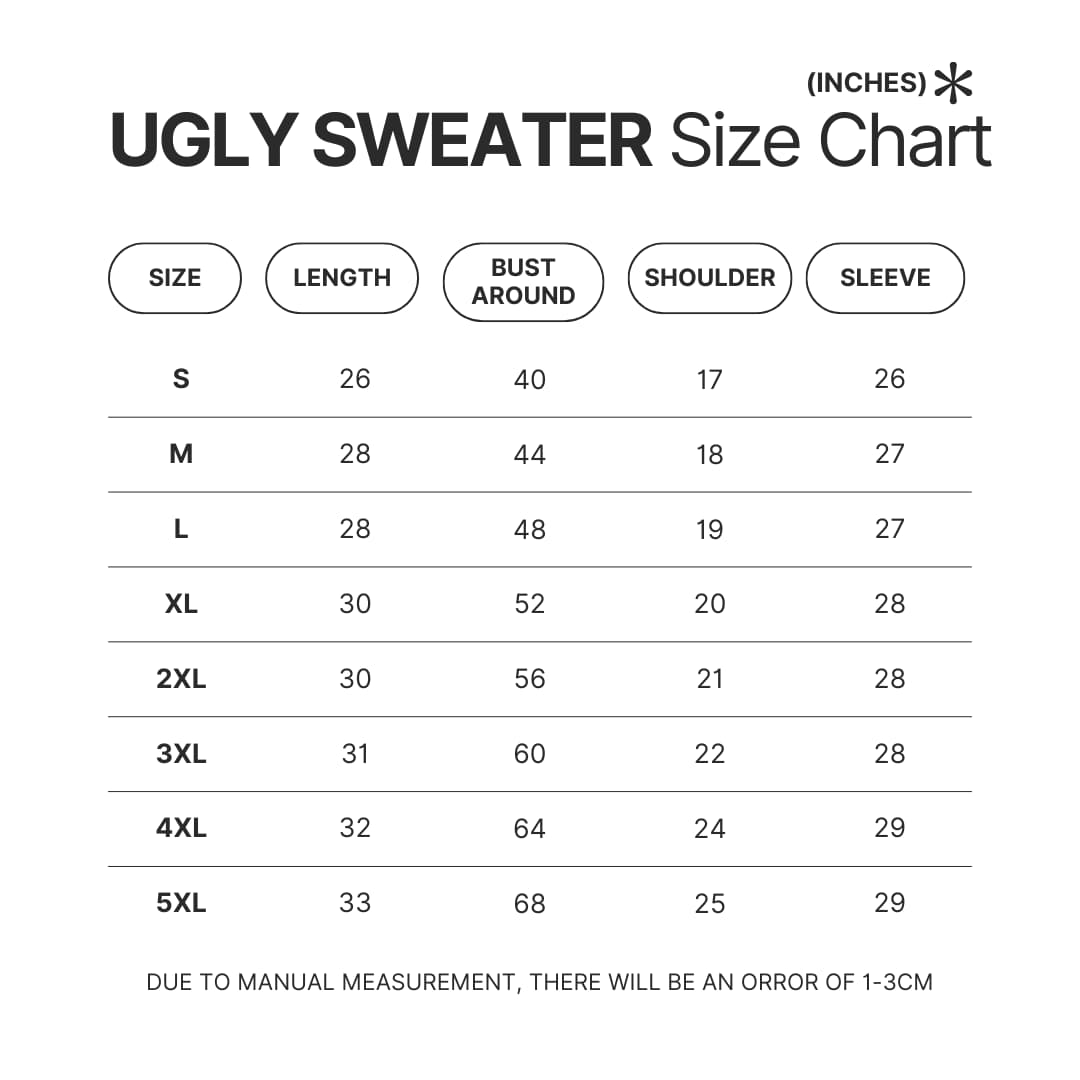 Ugly Sweater Size Chart - Blue Exorcist Merch