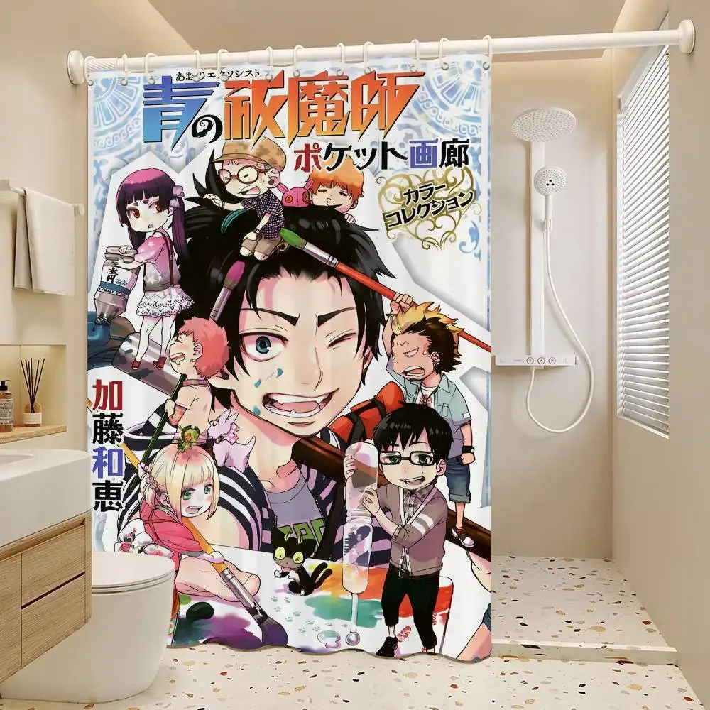 Smile Blue Exorcist Bathroom Shower Curtain