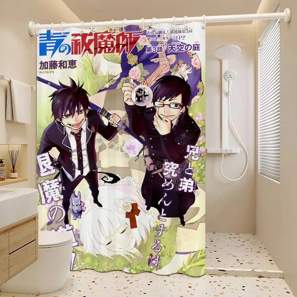 Flower Blue Exorcist Bathroom Shower Curtain