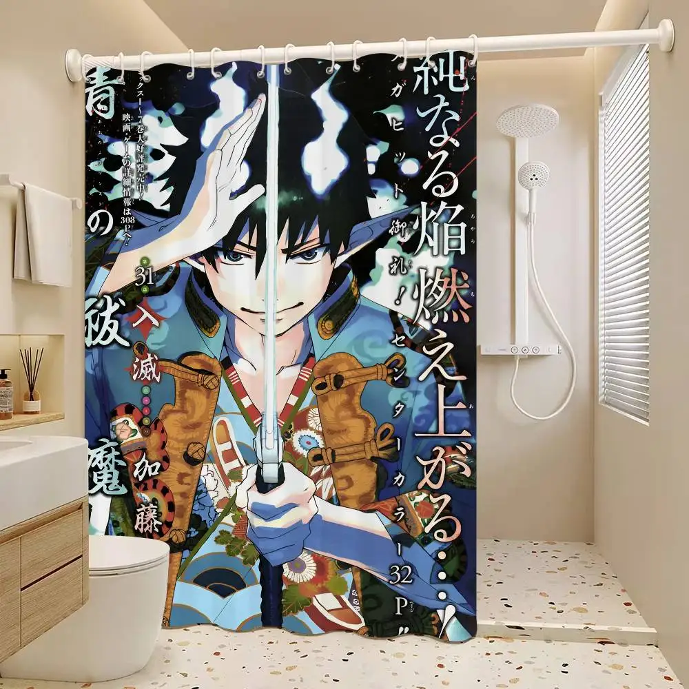 Okumura Rin Blue Exorcist Bathroom Shower Curtain