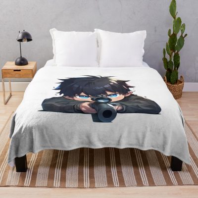 Yukio Okumura Blue Exorcist Sniper Rifle Military Chibi Throw Blanket