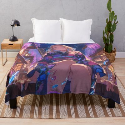 Amaimon Blue Exorcist Anime Girl Mystical Foot Water Magic Throw Blanket