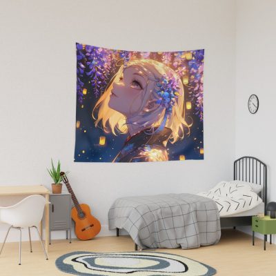Shiemi Moriyama Delicate Wisteria Lantern Bloom Blue Exorcist Anime Tapestry