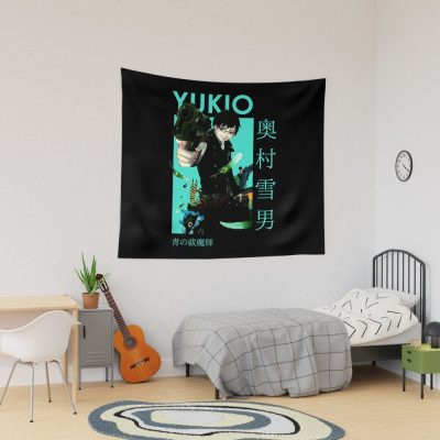 Anime Exorcist Yukio Head Shot Green Style Design Tapestry